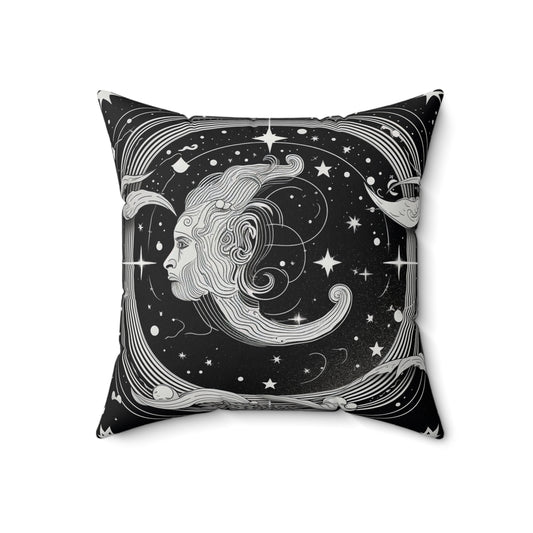 Aquarius Zodiac, Air Element, Spun Polyester Square Pillow