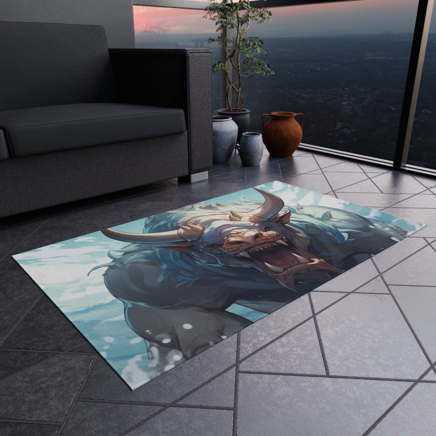 Bull Shark Fusion: Water Fantasy - Hybrid Ocean Marine Animal - Outdoor Rug