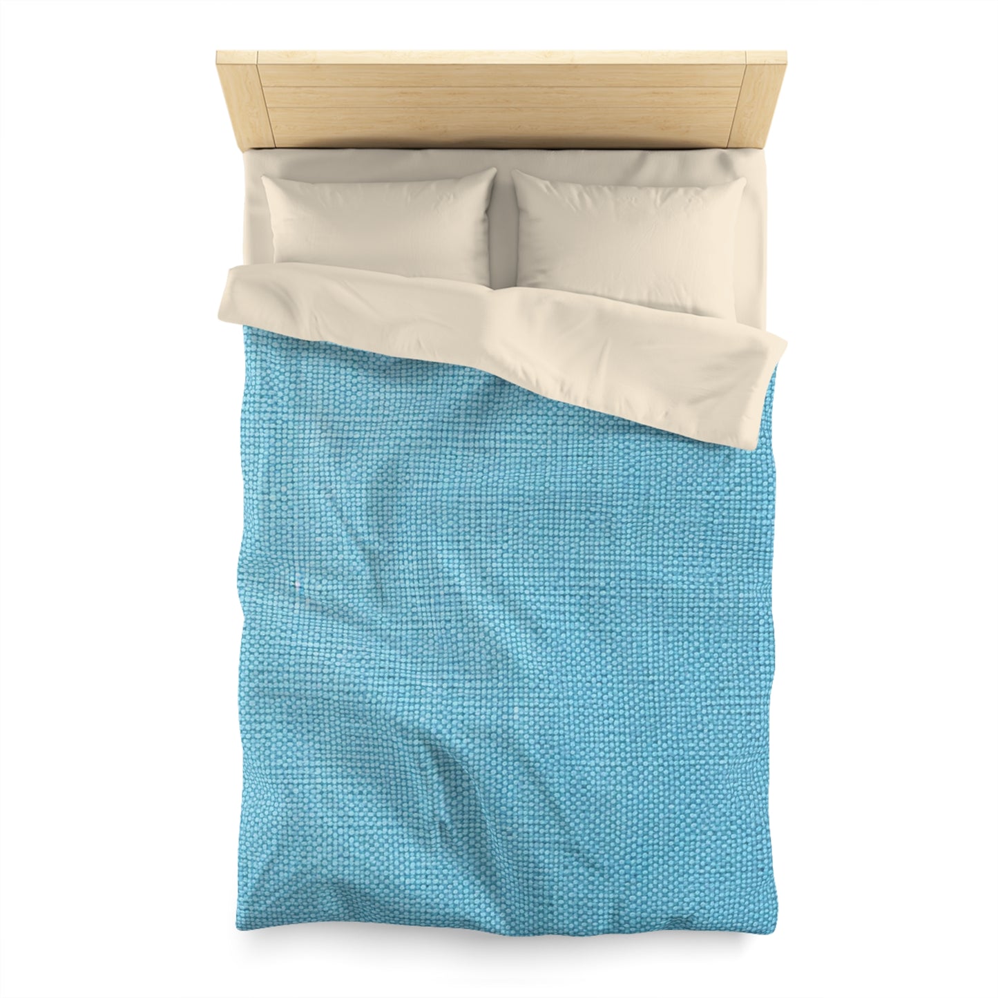 Bright Aqua Teal: Denim-Inspired Refreshing Blue Summer Fabric - Microfiber Duvet Cover