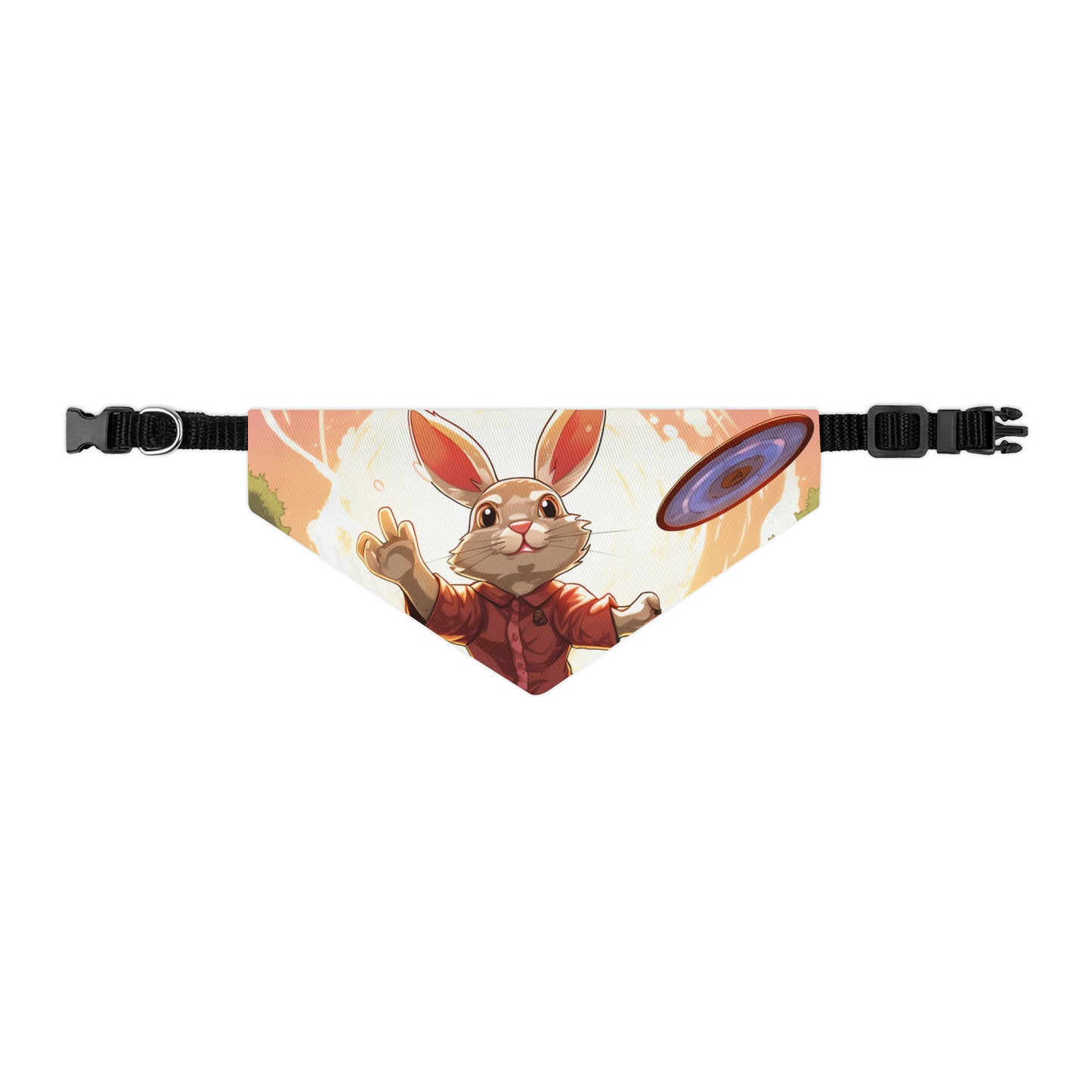 Disc Golf Rabbit: Bunny Aiming Frisbee for Basket Chain - Dog & Pet Bandana Collar