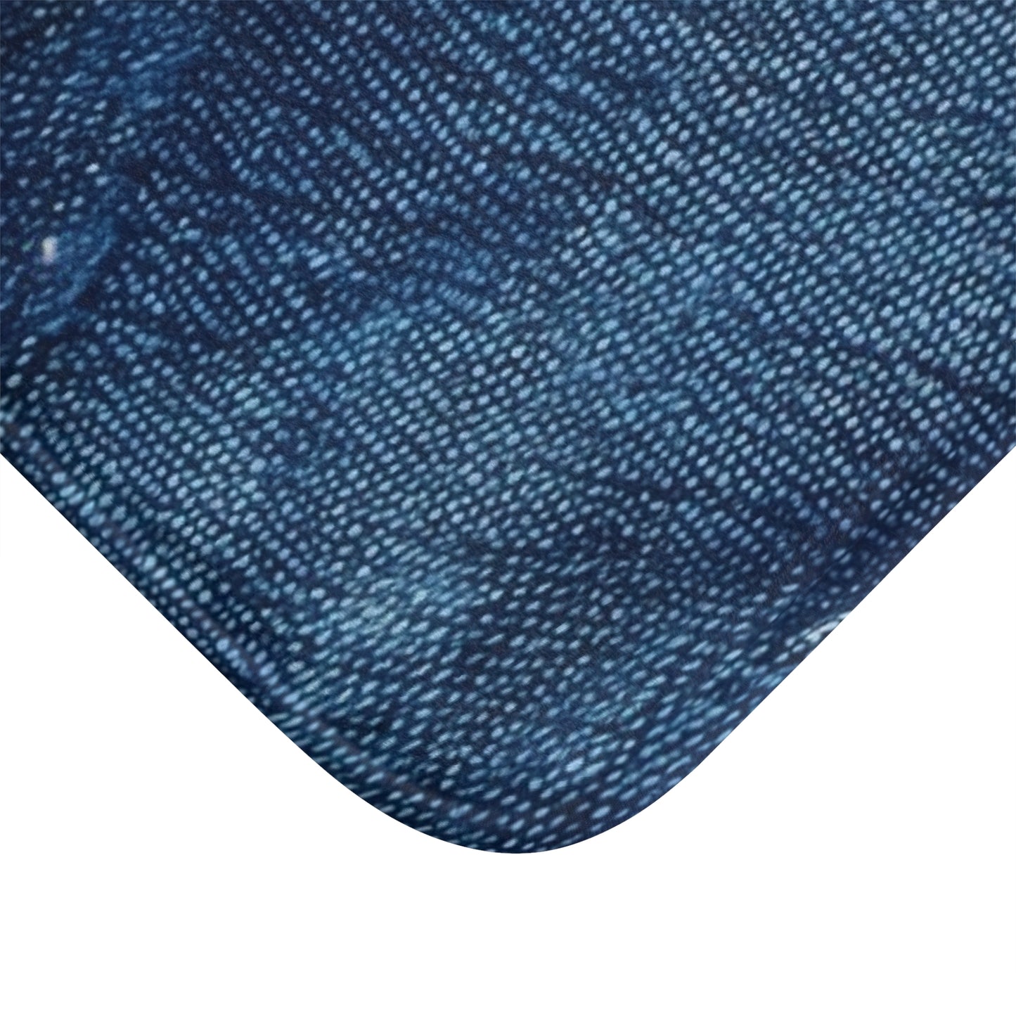 Dark Blue: Distressed Denim-Inspired Fabric Design - Bath Mat