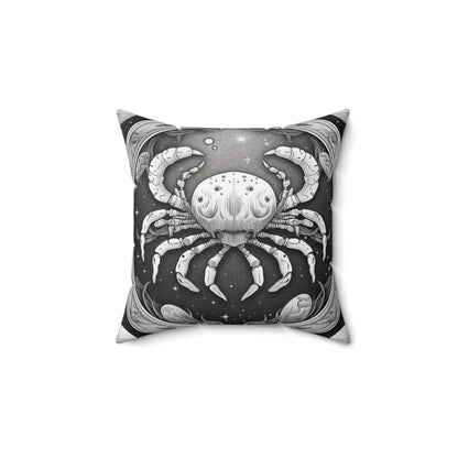 Zodiaco Cáncer, diseño de símbolo de cangrejo, elemento agua, almohada cuadrada de poliéster hilado 