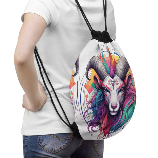 Chill Capricorn Style - Fine Line Multicolor Astrology Design - Drawstring Bag