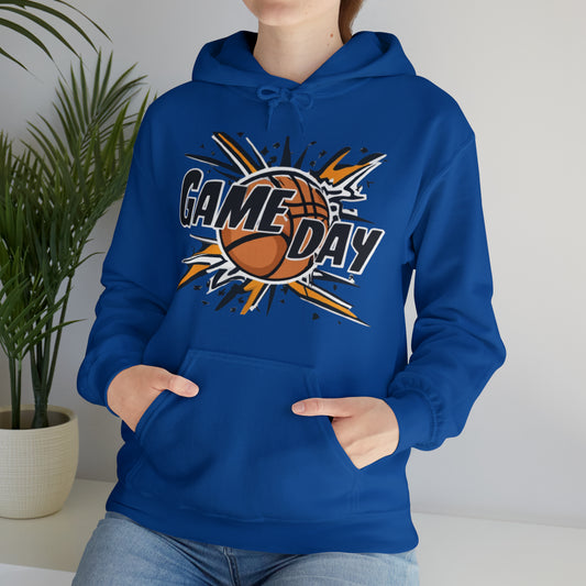 Game Day Slam Dunk Energy - Dynamic Basketball Explosion Graphic - Unisex Heavy Blend™ Hooded Sweatshirt