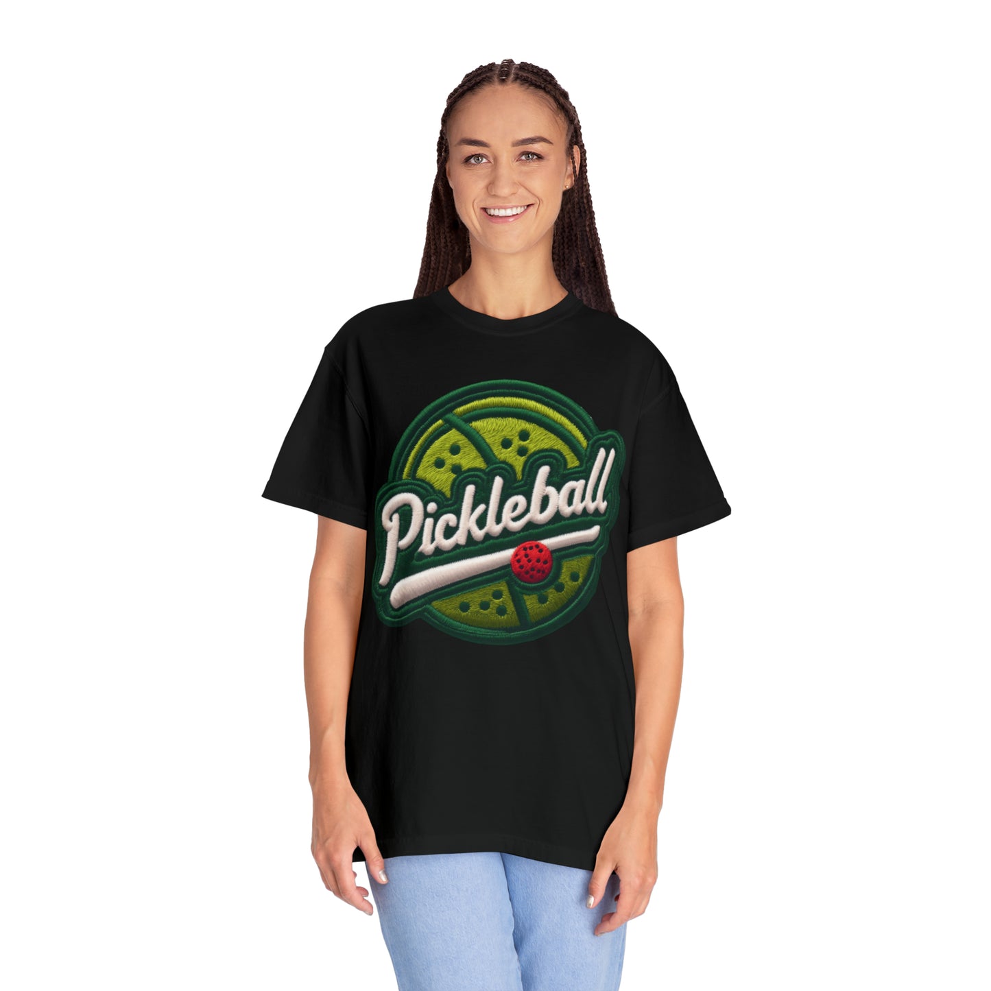 Pickleball Sport Embroider - Insignia de parche de chenilla - Camiseta unisex teñida en prenda