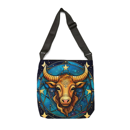 Taurus Constellation Zodiac Sign Astrology Cosmic Art - Adjustable Tote Bag (AOP)