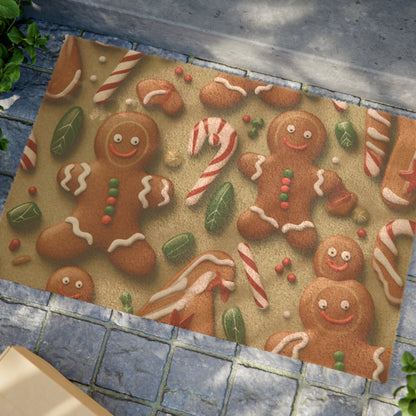 Gingerbread Man Christmas Cookie - Tree - Candy Cane - Coir Mat