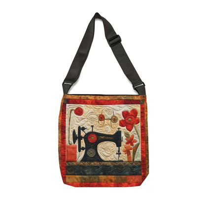 Sewing Machine Quilt: A Crafted Design Homage to Stitching - Adjustable Tote Bag (AOP)