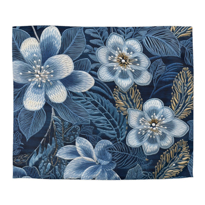 Bordado de flores en flor floral en estilo denim - Funda nórdica de microfibra 