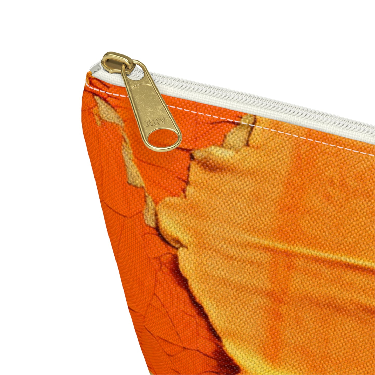 Fiery Citrus Orange: Edgy Distressed, Denim-Inspired Fabric - Accessory Pouch w T-bottom