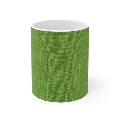 Olive Green Denim-Style: Seamless, Textured Fabric - Ceramic Mug 11oz