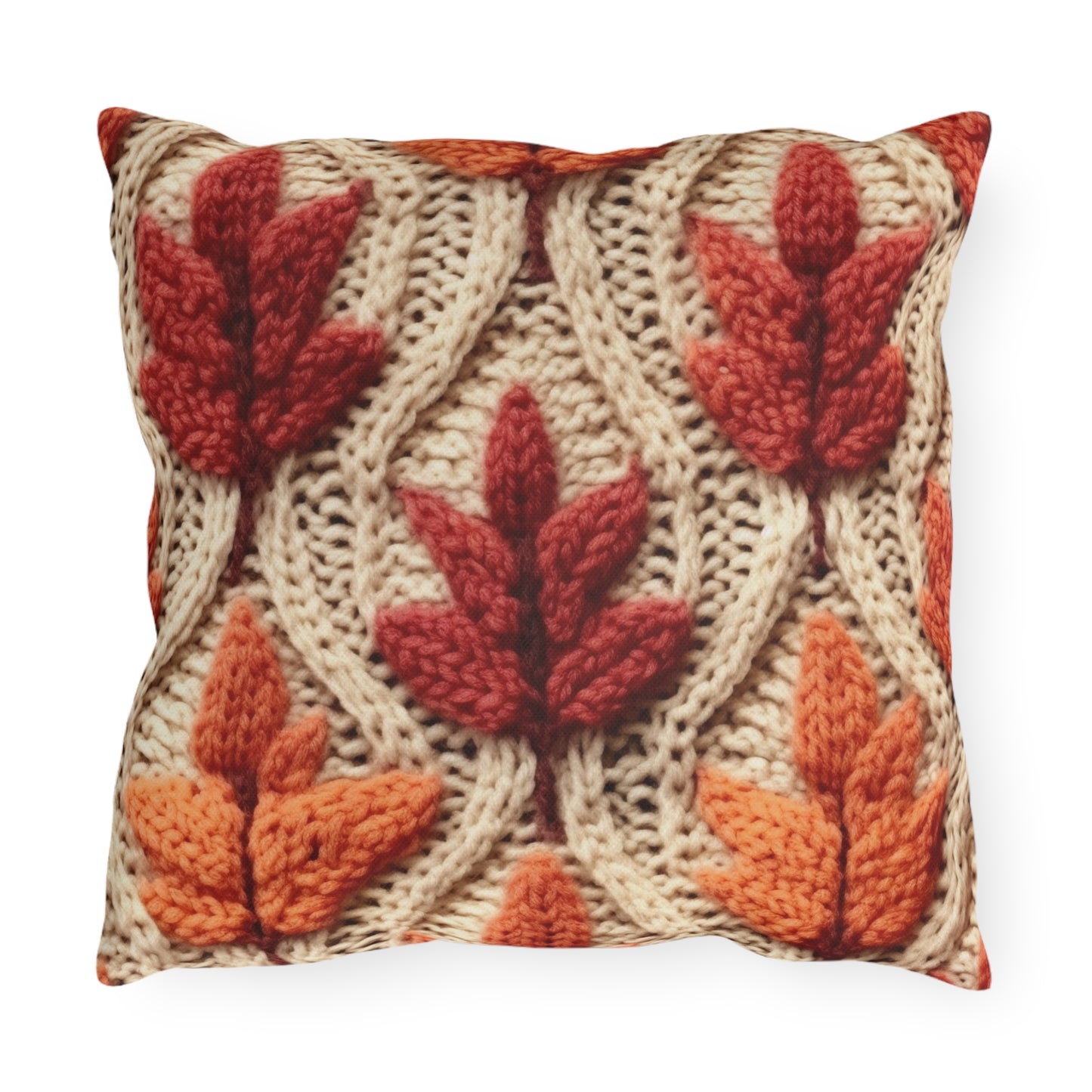 Crochet Fall Leaves: Harvest Rustic Design - Golden Browns -Woodland Maple Magic - Outdoor Pillows