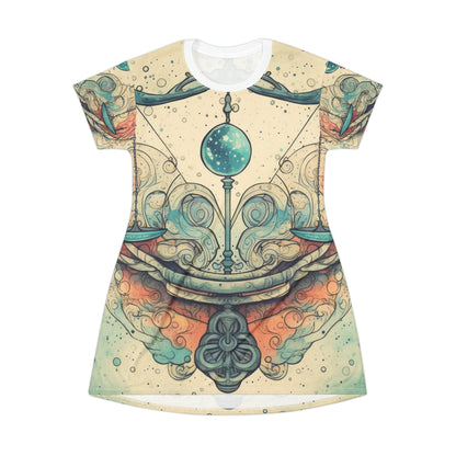 Libra Zodiac - Astrology Sign Street Art Equilibrium in Pastels - T-Shirt Dress (AOP)