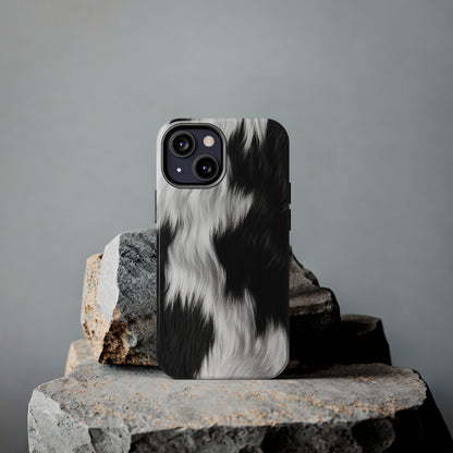 Cowhide on Hair Leather - Black and White - Designer Style - Tough Phone Cases