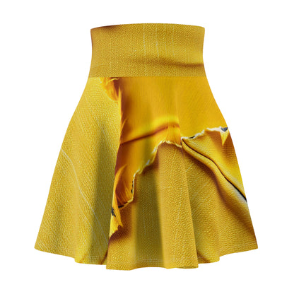 Banana Yellow Lemon: Bold Distressed, Denim-Inspired Fabric - Women's Skater Skirt (AOP)