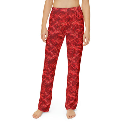 Fuzzy Infinity Pjs Red, Stylish Gift, Kids Pajama Pants (AOP)