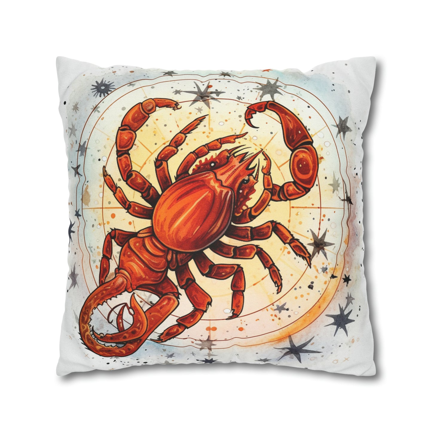 Astrología de Escorpio espinoso - Horóscopo celestial de Escorpión del Zodíaco afilado - Funda de almohada cuadrada de poliéster hilado 