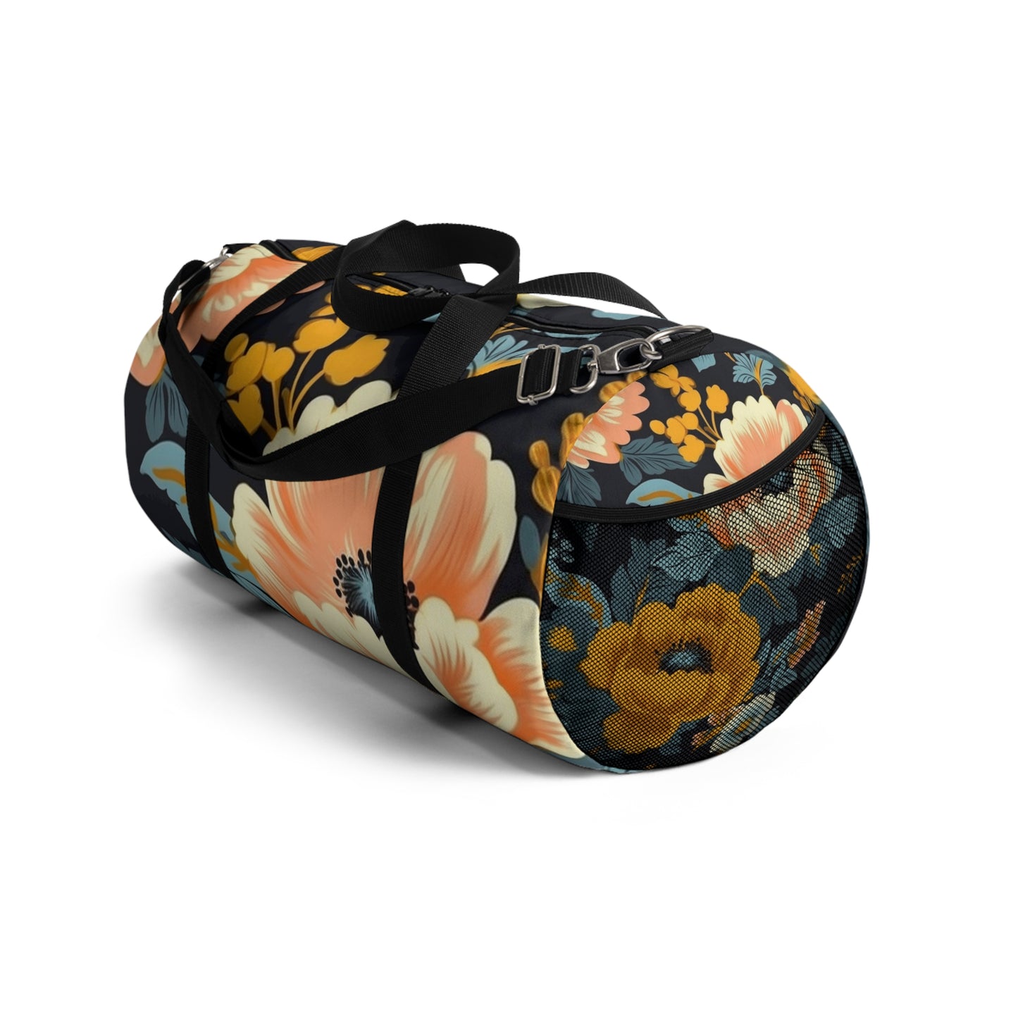 Vintage 50s 60s Inspired High-Waisted Floral Pattern Duffel Bag