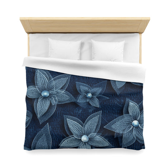 Hawaiian Flower Design - Denim-Inspired Decor Piece - Microfiber Duvet Cover