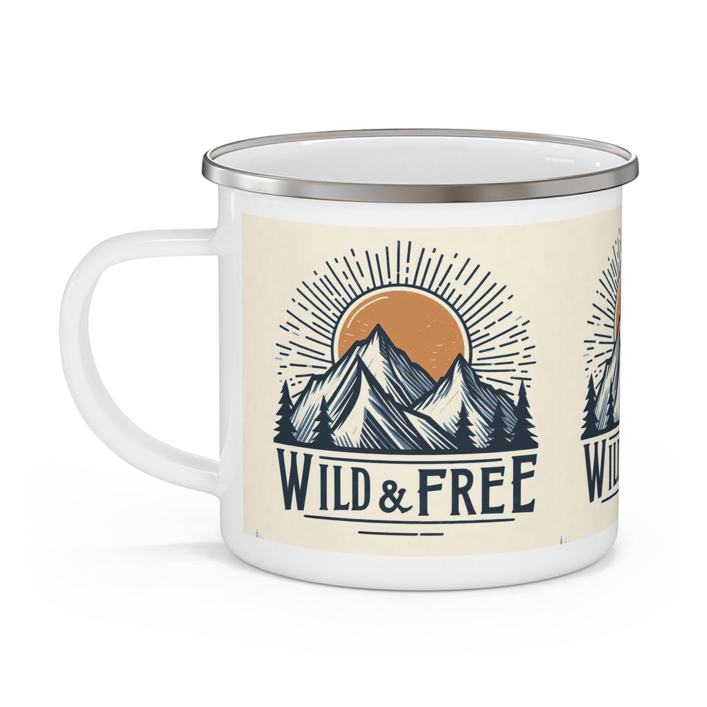 Wild and Free - Outdoor Adventure - Enamel Camping Mug