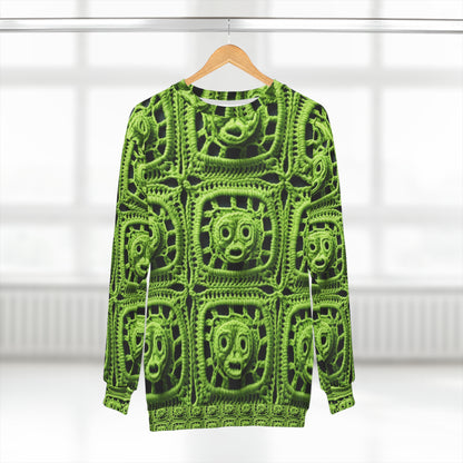 Halloween Green Alien Crochet Galactic Space Zombie Style - Unisex Sweatshirt (AOP)