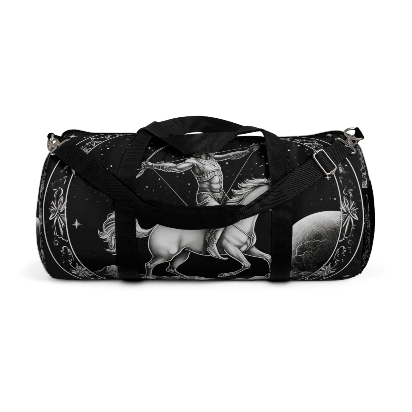 Diseño de arquero blanco y negro del zodiaco Sagitario - Bolsa de lona