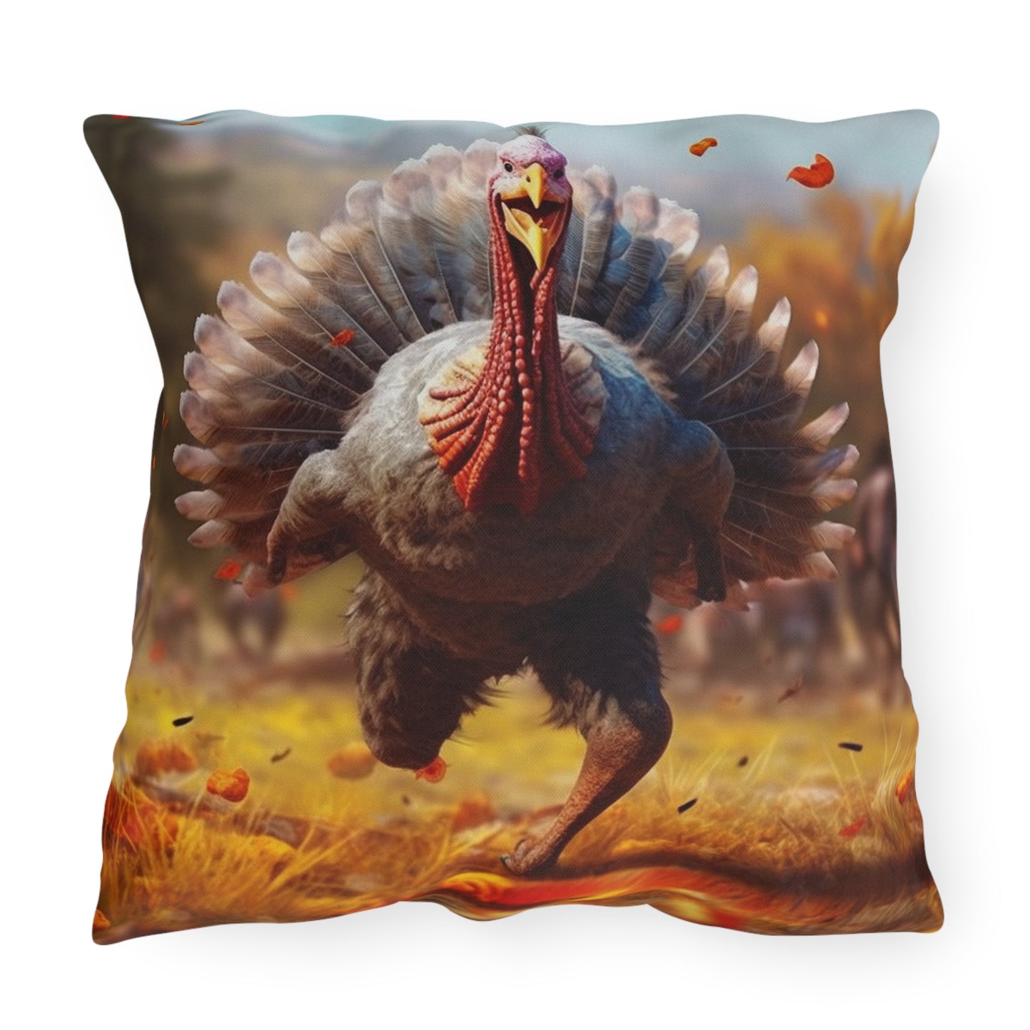 Thanksgiving Trot Turkey Run Athlete Sprint Racer Holiday Feast Dinner - Outdoor Pillows