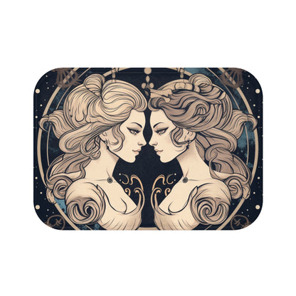 Duality of Gemini - Expressive Twins Zodiac Astrology - Bath Mat