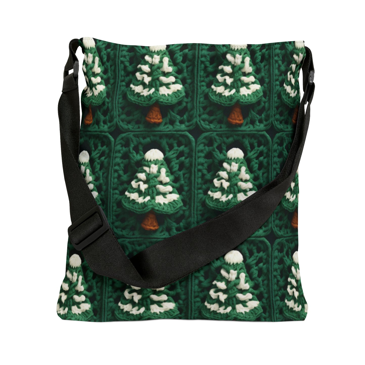 Evergreen Christmas Trees Crochet, Festive Pine Tree Holiday Craft, Yuletide Forest, Winter - Adjustable Tote Bag (AOP)