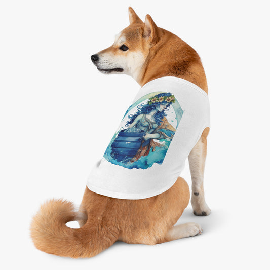 Zodíaco artístico de Acuario - Representación del portador de agua en acuarela - Camiseta sin mangas para mascotas 
