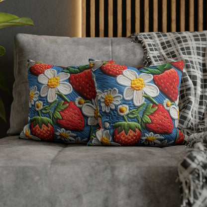 Orchard Berries: Juicy Sweetness from Nature's Garden - Fresh Strawberry Elegance - Spun Polyester Square Pillow Case