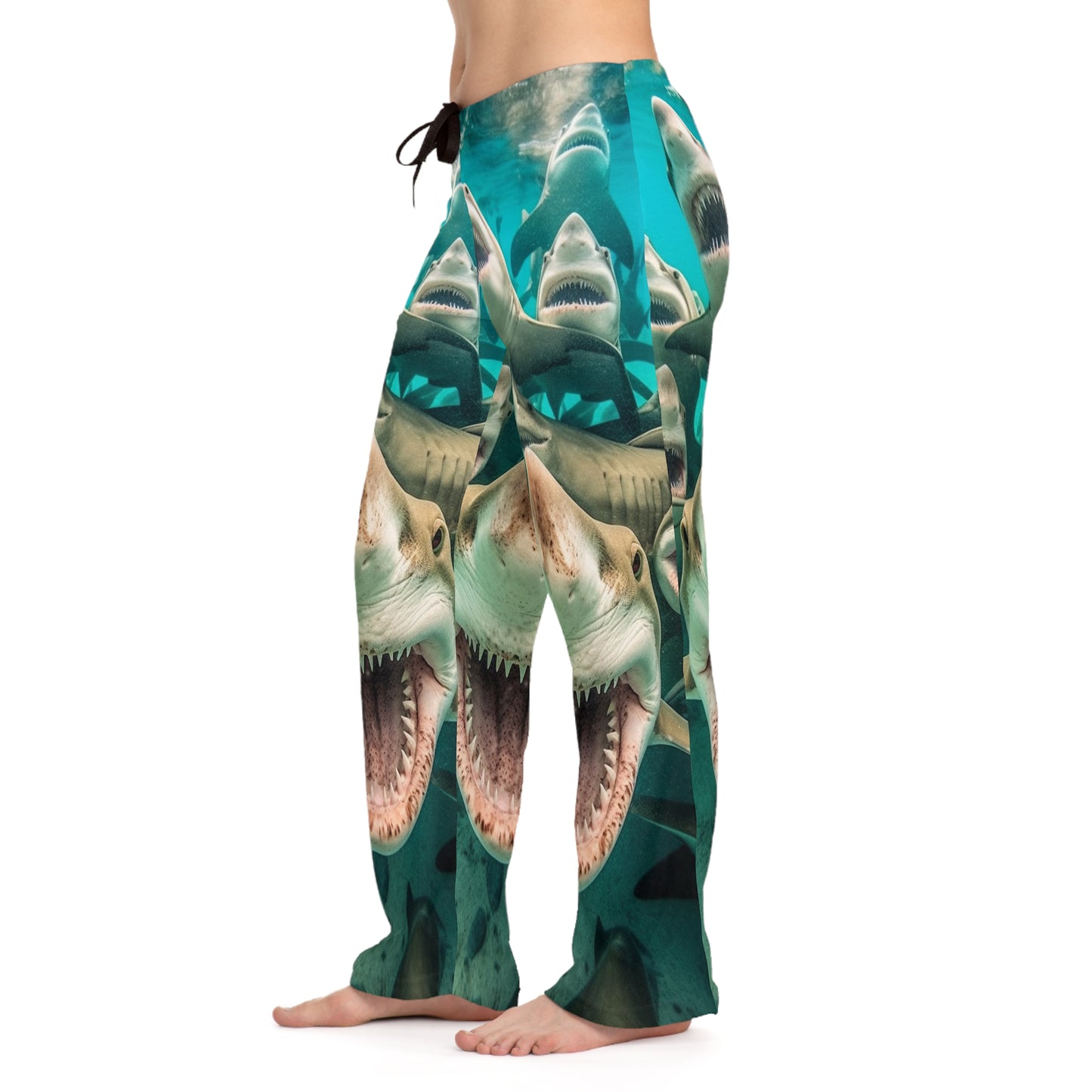 Laughing Lemon Sharks: Joyful Sea Jaws Ocean Deep - Women's Pajama Pants (AOP)