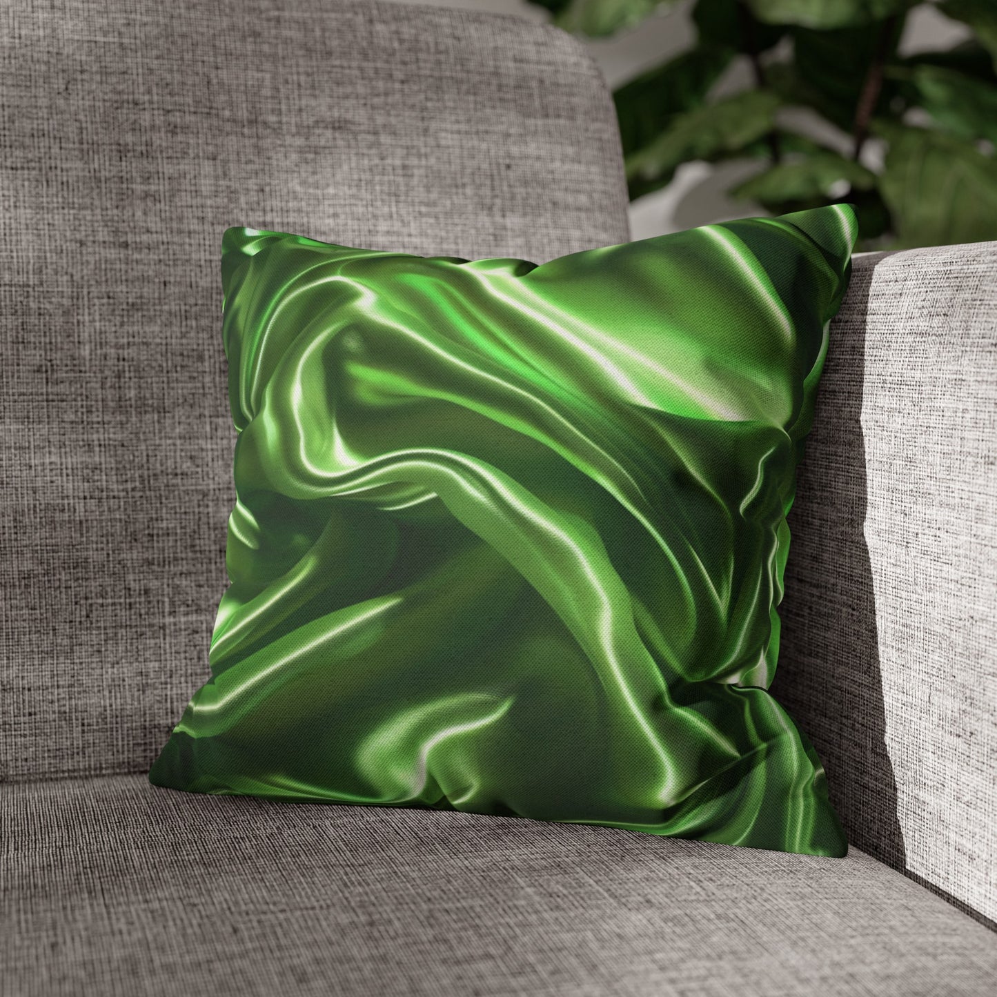 Green Silk, Spun Polyester Square Pillowcase