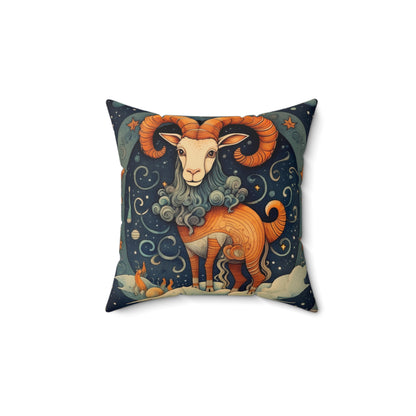 Capricorn Zodiac Children's Book Style Humorous Design - Spun Polyester Square Pillow