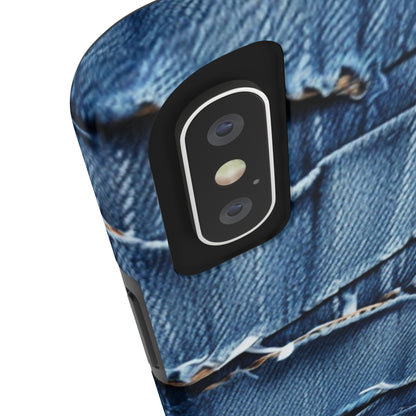 Midnight Blue Distressed Denim: Rugged, Torn & Stylish Design - Tough Phone Cases