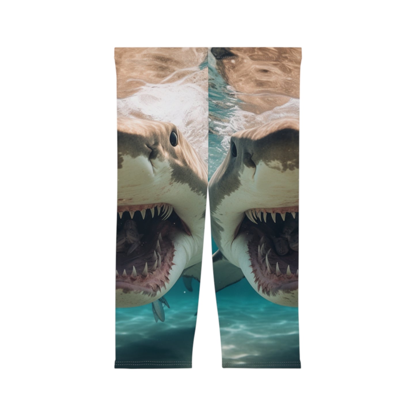 Bull Shark: River Monster Menace - Realistic Dark Water Predator - Women’s Capri Leggings (AOP)