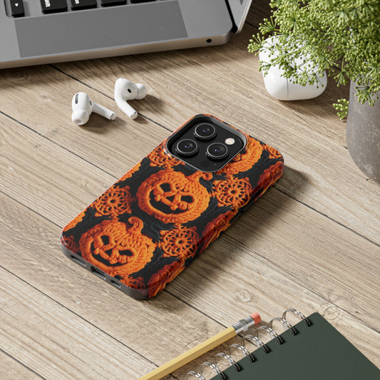 Halloween Crochet Pumpkin Scary Horror Festive Holiday Pattern - Tough Phone Cases