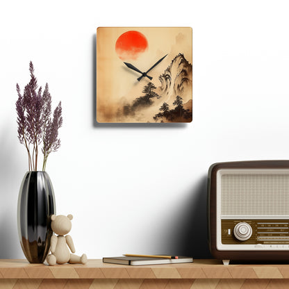 Japanese Mountain Sun Acrylic Wall Clock