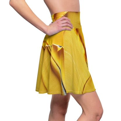 Banana Yellow Lemon: Bold Distressed, Denim-Inspired Fabric - Women's Skater Skirt (AOP)