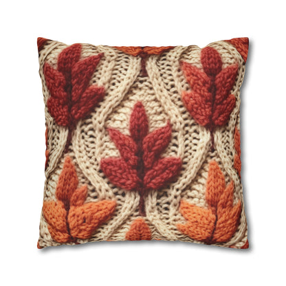 Crochet Fall Leaves: Harvest Rustic Design - Golden Browns -Woodland Maple Magic - Spun Polyester Square Pillow Case