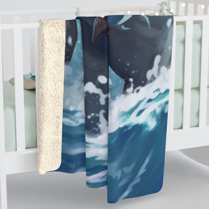 Bull Shark Fusion: Water Fantasy - Hybrid Ocean Marine Animal - Sherpa Fleece Blanket