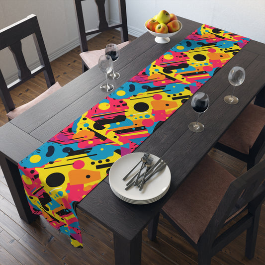 Hyper Realistic Contemporary Youth Art: A Blend of Vibrant Graphics and Holographic Magic -Table Runner (Cotton, Poly)