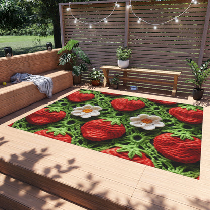 Strawberry Field Crochet - Forever Forest Greens - Fruit Berry Harvest Crop - Outdoor Rug