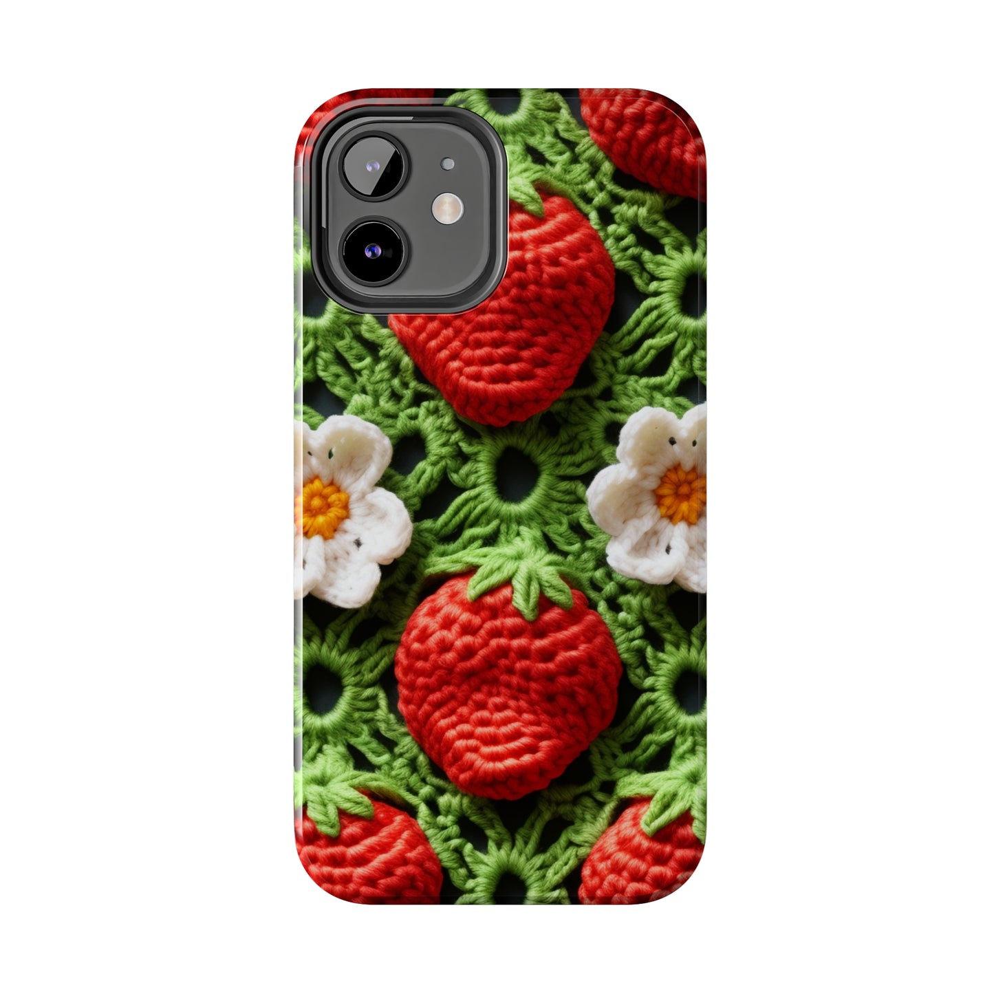 Strawberry Field Crochet - Forever Forest Greens - Fruit Berry Harvest Crop - Tough Phone Cases