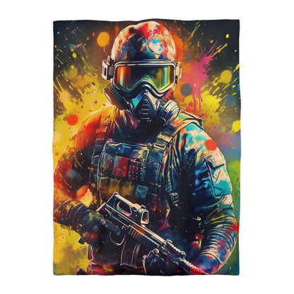 Paintball Game Sport: Professional Action Shot Target Player - Microfiber Duvet Cover