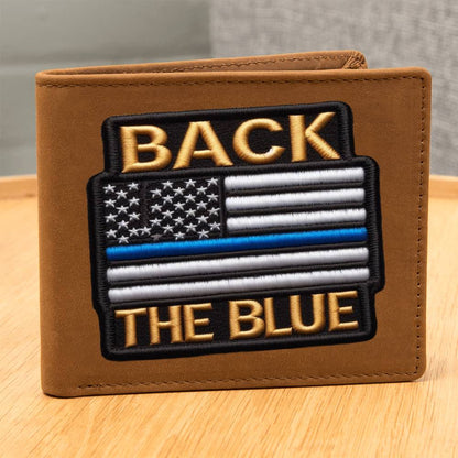 Back The Blue Flag Chenille Patch Graphic, Leather Wallet