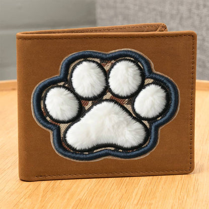 Paw Print, Chenille Patch Graphic, Leather Wallet