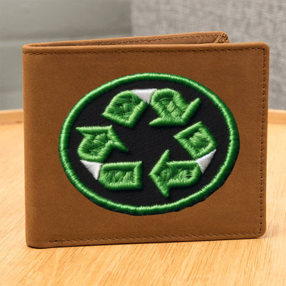 Recycle Chenille Patch Graphic, Leather Wallet