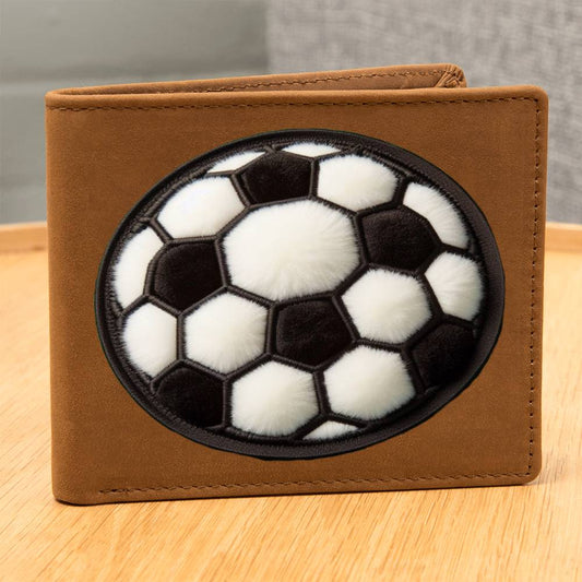 Soccer Ball Sport, gráfico de parche de chenilla, cartera de cuero