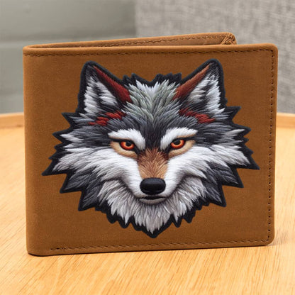 Wild Wolf Animal, Graphic Chenille Patch, Leather Wallet